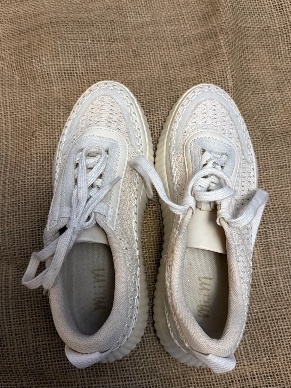Mi.iM Cream Woven Lace-Up Women's Sneakers